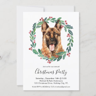 Tyska Shepherd Hund Elegant jul Party Inbjudningar
