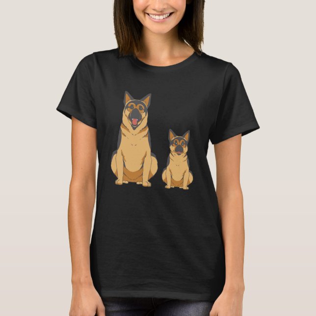 Tyska Shepherd Hund Family Graphic för manar Women T Shirt (Framsida)