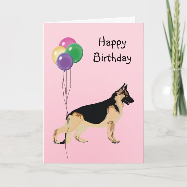 Tyska shepherd Hund, födelsedagsballonger Kort (Framsida)