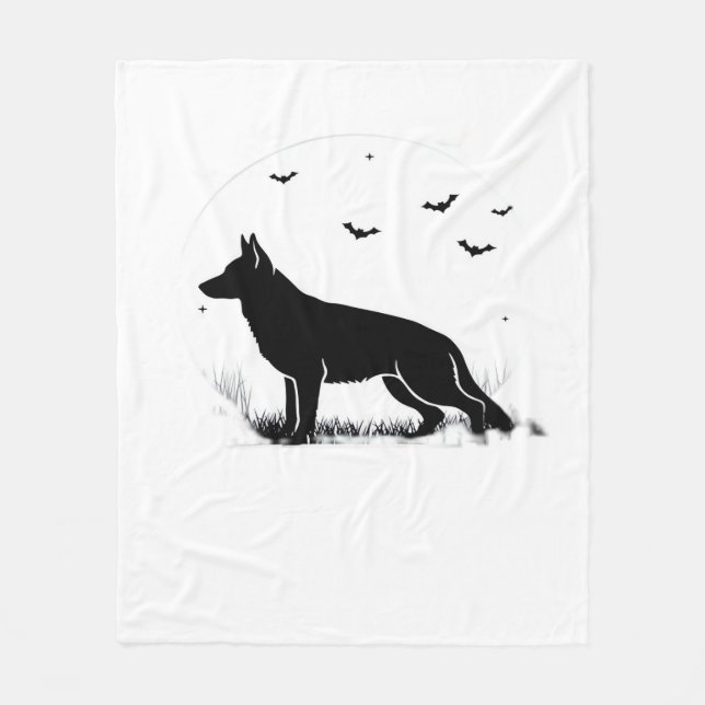 Tyska shepherd Hund - Halloween Måne Silhouette Cl Fleecefilt (Framsidan)