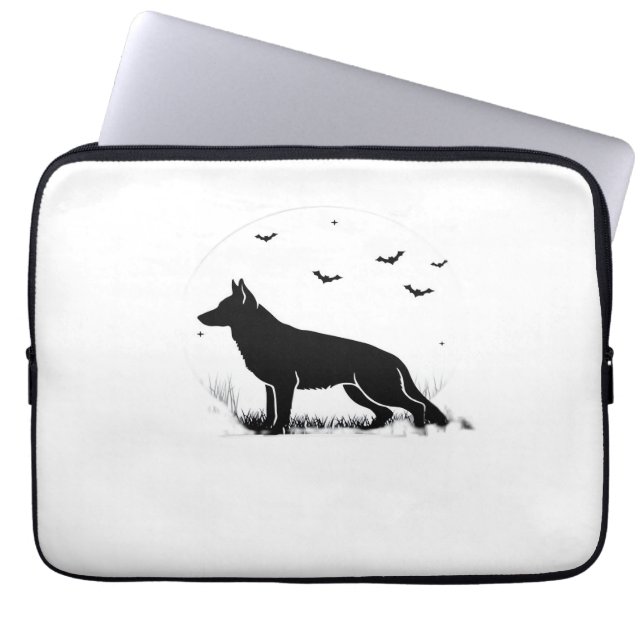 Tyska shepherd Hund - Halloween Måne Silhouette Cl Laptop Fodral (Framsidan)