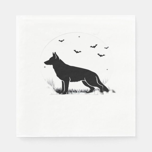 Tyska shepherd Hund - Halloween Måne Silhouette Cl Pappersservett (Framsidan)