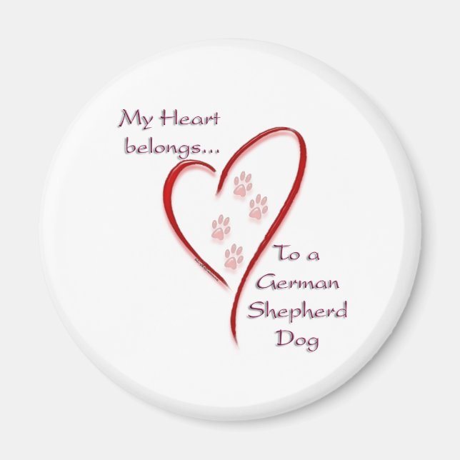 Tyska Shepherd Hund Heart-Tillhör Magnet (Framsidan)