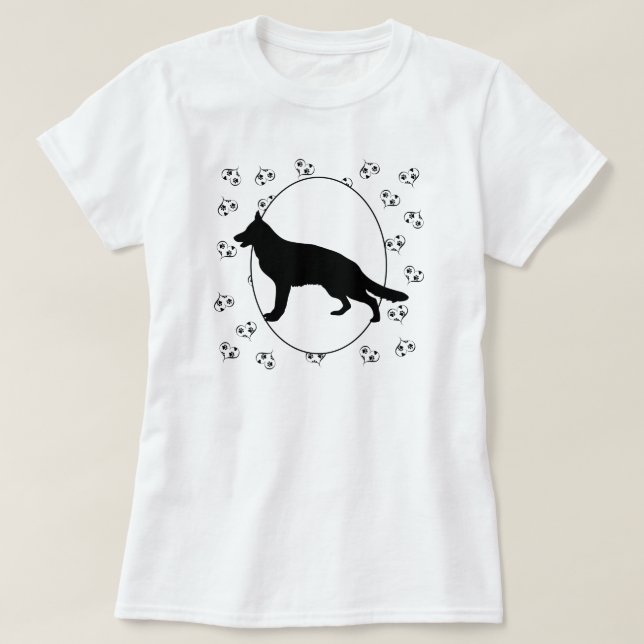 Tyska shepherd Hund Hearts and Tassavtrycks T-shirt (Design framsida)
