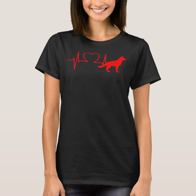 Tyska shepherd Hund Heartslag 30 T Shirt (Framsida)