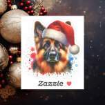 Tyska Shepherd-Hund i jultomten Klistermärken<br><div class="desc">Om du vill ha en söt juldekalk,  så kör du här! Cute Vattencolor stil ai art German Shepherd i Santa Hat.</div>