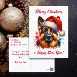 Tyska Shepherd-Hund i jultomten Vykort<br><div class="desc">Om du vill ha ett sött julkort,  så kör du här! Cute Vattencolor stil ai art German Shepherd i Santa Hat.</div>
