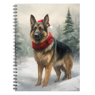 Tyska shepherd Hund i Snö-julen Anteckningsbok
