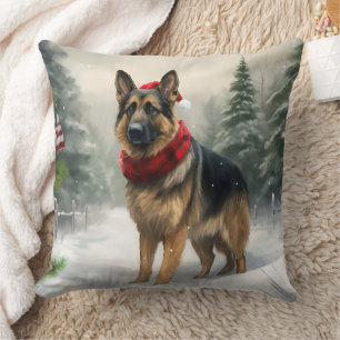 Tyska shepherd Hund i Snö-julen Kudde