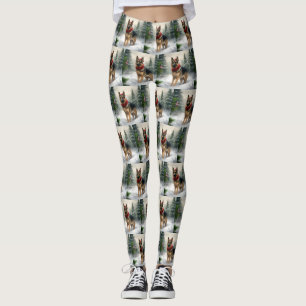 Tyska shepherd Hund i Snö-julen Leggings