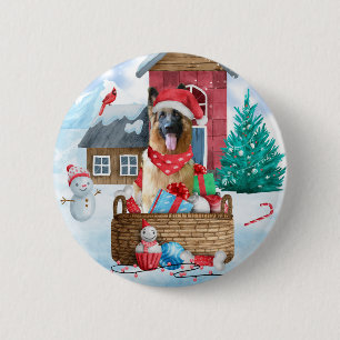 Tyska shepherd Hund i snö julhus Hund House Knapp
