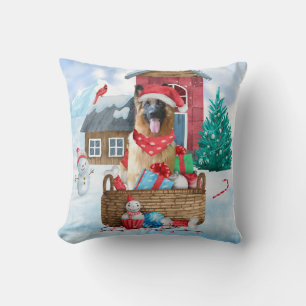 Tyska shepherd Hund i snö julhus Hund House Kudde