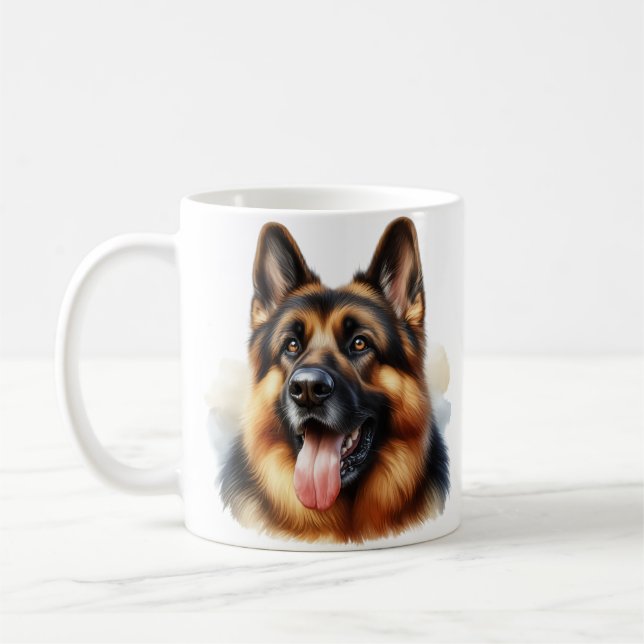 Tyska Shepherd Hund in Watercolor Kaffemugg (Vänster)