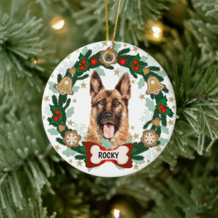 Tyska shepherd Hund julen Hund Cookie-krans Julgransprydnad Keramik