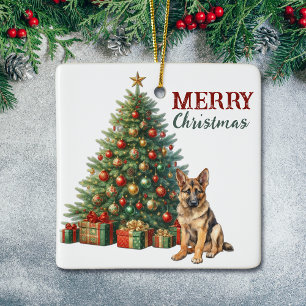 Tyska shepherd Hund Julgran Julgransprydnad Keramik