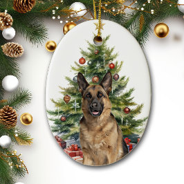Tyska shepherd Hund Julgran Julgransprydnad Keramik
