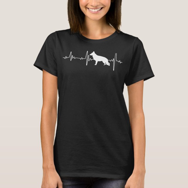 Tyska shepherd Hund Kärlek Heartbeats T Shirt (Framsida)