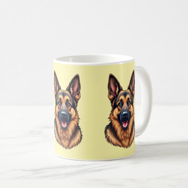 Tyska Shepherd Hund - Loyal & Intelligent Hund Kär Kaffemugg (Framsida höger)