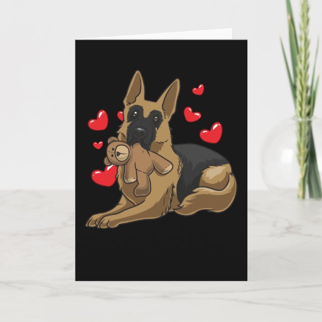 Tyska Shepherd Hund med hjärtan Kort (Framsida)