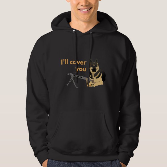 Tyska shepherd Hund med Maskin-Gun Hoodie (Framsida)