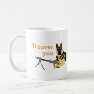 Tyska shepherd Hund med Maskin-Gun Kaffemugg