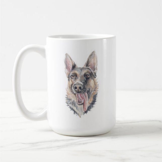 Tyska shepherd Hund Mugg | 15 oz (Vänster)