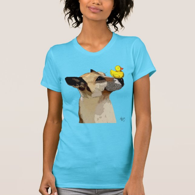 Tyska shepherd Hund och Anka T-shirt (Framsida)