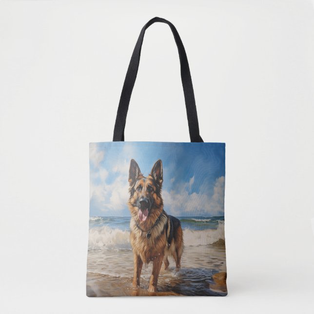 Tyska Shepherd-hund på stranden Tygkasse (Framsida)
