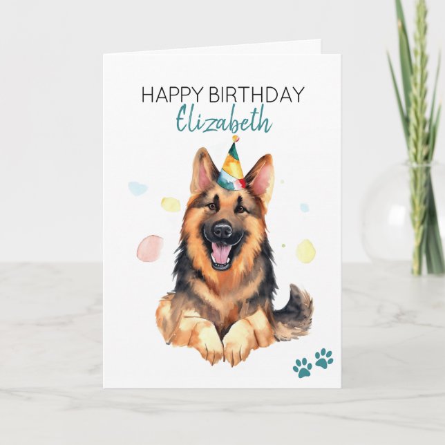 Tyska Shepherd Hund Personlig Grattis på födelseda Kort (Framsida)