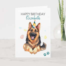 Tyska Shepherd Hund Personlig Grattis på födelseda Kort