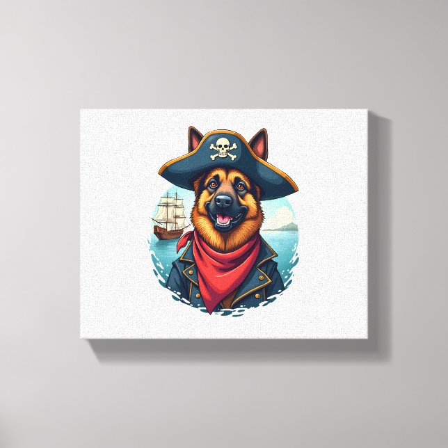 Tyska shepherd Hund Pirat Canvastryck (Framsida)