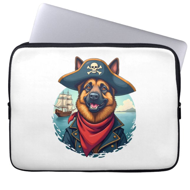 Tyska shepherd Hund Pirat Laptop Fodral (Framsidan)