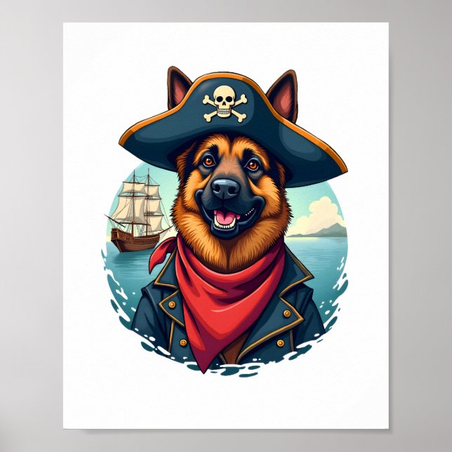 Tyska shepherd Hund Pirat Poster (Framsidan)