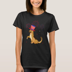 Tyska Shepherd Hund Rött vitt blått Fireworks 4th T Shirt