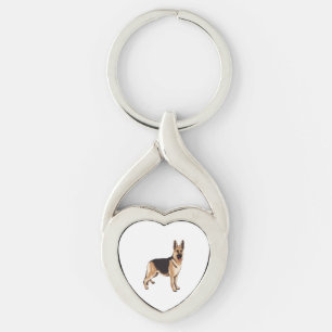 Tyska shepherd hund twisted heart silverfärgad nyckelring
