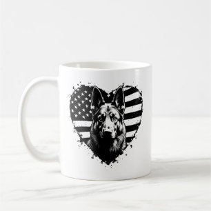 Tyska Shepherd Hund USA Amerikanska Flagga 4 juli Kaffemugg