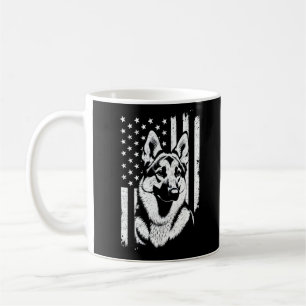 Tyska Shepherd Hund USA Amerikanska Flagga 4 juli Kaffemugg