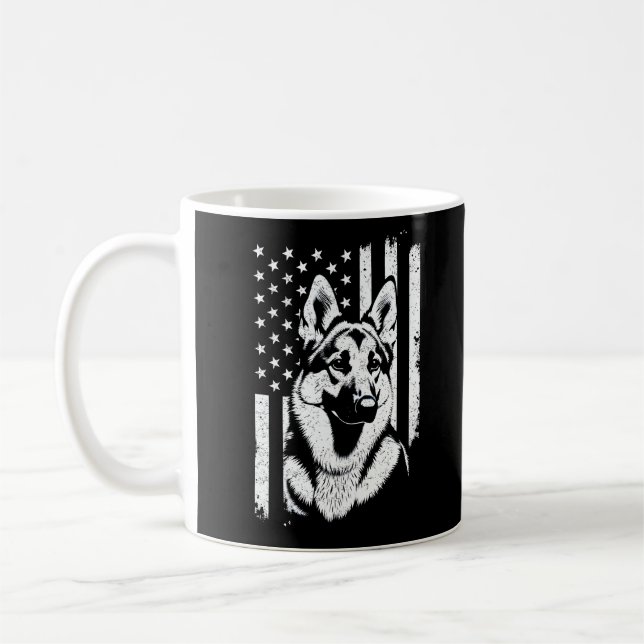 Tyska Shepherd Hund USA Amerikanska Flagga 4 juli Kaffemugg (Vänster)
