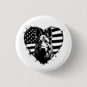 Tyska Shepherd Hund USA Amerikanska Flagga 4 juli Knapp