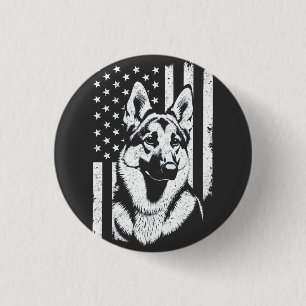 Tyska Shepherd Hund USA Amerikanska Flagga 4 juli Knapp