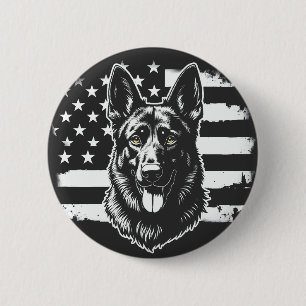 Tyska Shepherd Hund USA Amerikanska Flagga 4 juli Knapp