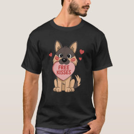 Tyska Shepherd Hund Valentines day Free Kisses T Shirt