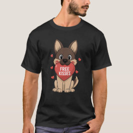 Tyska Shepherd Hund Valentines day Free Kisses T Shirt