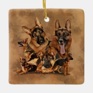 Tyska shepherd Hund - valpar, unga, vuxen Julgransprydnad Keramik
