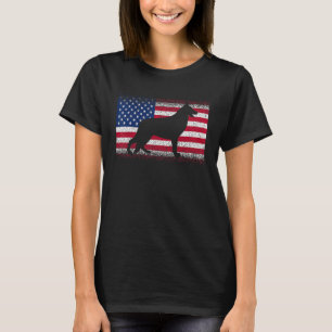 Tyska shepherd Hund With USA flagga Patriotic juli T Shirt