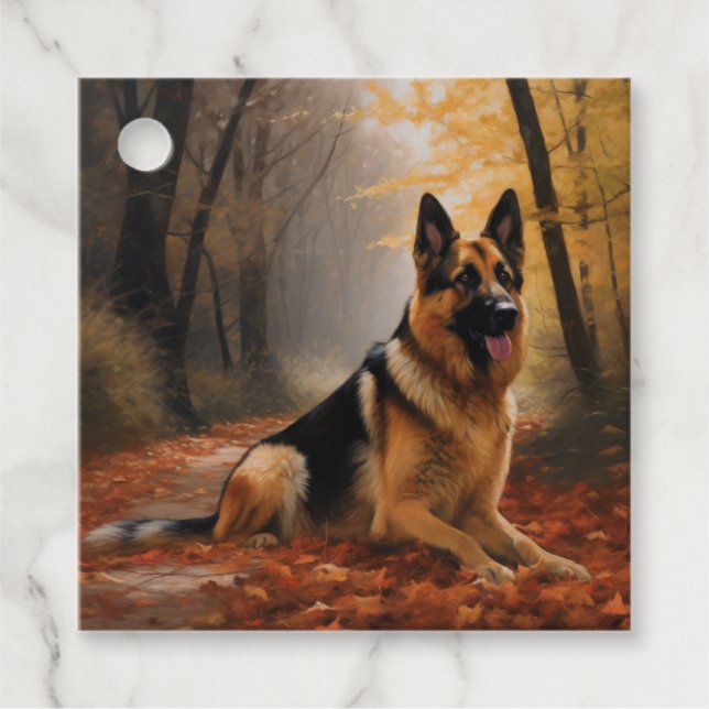 Tyska shepherd i Höst löv Fall Inspire Gåvor Etiketter (Framsida)