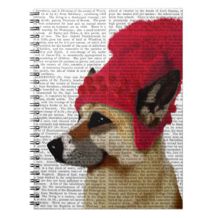Tyska shepherd i Red Wooly Hat Anteckningsbok