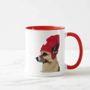 Tyska shepherd i Red Wooly Hat Mugg