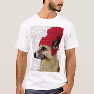Tyska shepherd i Red Wooly Hat T Shirt