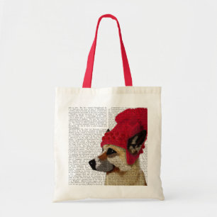 Tyska shepherd i Red Wooly Hat Tygkasse